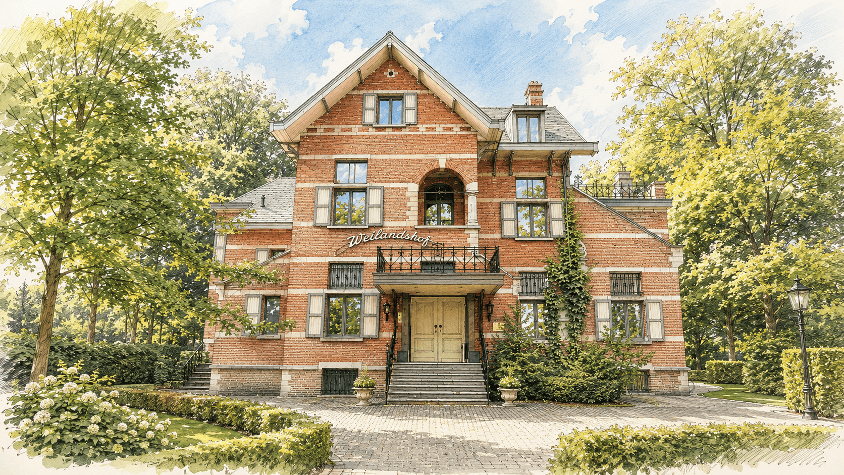 Illustratie van Weilandshof bij daglicht